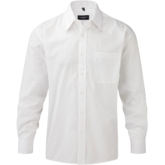 Chemise homme popeline manches longues Russell – Blanc