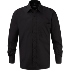 Chemise homme popeline coton manches longues Noire Russell