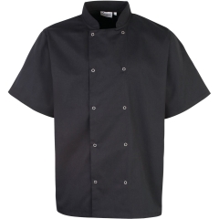 Veste de cuisine manches courtes noire à boutons pression – Premier