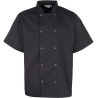 Veste de cuisine manches courtes noire à boutons pression – Premier
