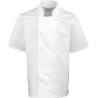 Veste de cuisine manches courtes blanche à boutons pression – Premier