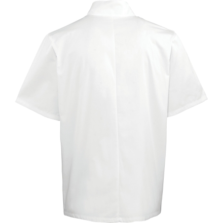 Veste de cuisine manches courtes blanche à boutons pression – Premier – vue 2