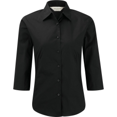 Chemise fittée femme manches 3/4 noire Russell Collection