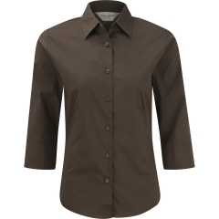 Chemise fittée femme manches 3/4 Russell – Marron (Chocolate)