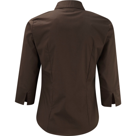 Chemise fittée femme manches 3/4 Russell – Marron (Chocolate) – vue 2