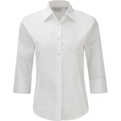 Chemise fittée femme manches 3/4 Russell – Blanc