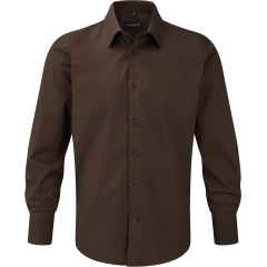 Chemise fittée homme manches longues Russell – Marron (Chocolate)