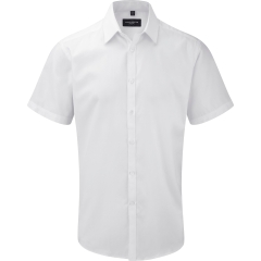 Chemise Homme Manches Courtes Chevrons Blanche Russell
