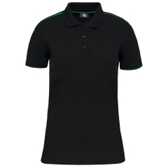 Polo Day To Day contrasté manches courtes femme Noir / Vert Kelly