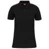 Polo Day To Day contrasté manches courtes femme Noir/Rouge WK.