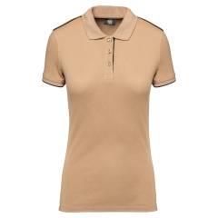 Polo Day To Day contrasté manches courtes femme Camel / Noir