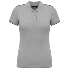 Polo Day To Day contrasté manches courtes femme Gris Oxford / Noir – WK. Designed To Work