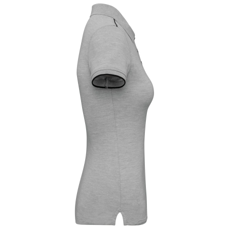 Polo Day To Day contrasté manches courtes femme Gris Oxford / Noir – WK. Designed To Work – vue 3