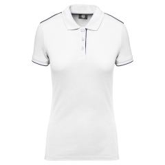 Polo Day To Day Contrasté Manches Courtes Femme Blanc/Marine WK.