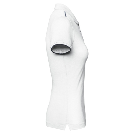 Polo Day To Day Contrasté Manches Courtes Femme Blanc/Marine WK. – vue 3