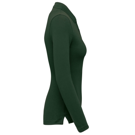 Polo manches longues femme Vert Forest Green – WK. Designed To Work – vue 3