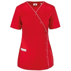Blouse de travail femme rouge boutons-pression WK. Designed To Work