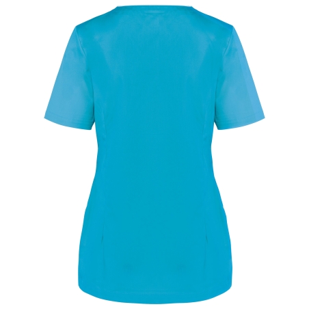 Blouse de travail femme turquoise boutons-pression WK. Designed To Work – vue 2