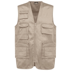 Bodywarmer multipoches polycoton doublé beige WK. Designed To Work
