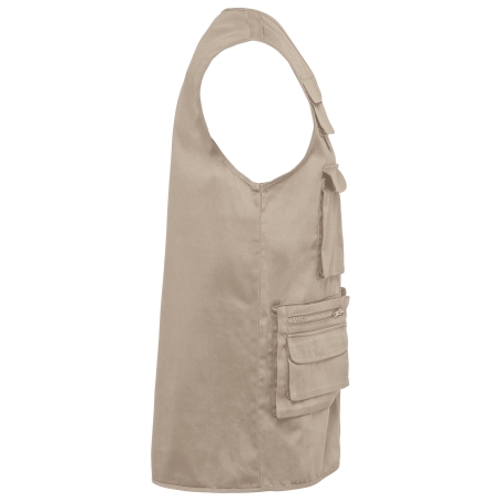 Bodywarmer multipoches polycoton doublé beige WK. Designed To Work – vue 3