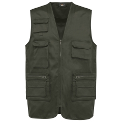 Bodywarmer multipoches polycoton doublé vert kaki WK. Designed To Work