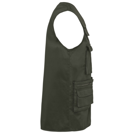 Bodywarmer multipoches polycoton doublé vert kaki WK. Designed To Work – vue 3