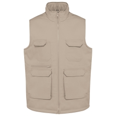 Bodywarmer multipoches rembourré beige unisexe WK. Designed To Work