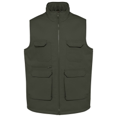 Bodywarmer multipoches rembourré Vert Dark Khaki – WK. Designed To Work