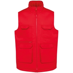 Bodywarmer polycoton multipoches rembourré Rouge – WK. Designed To Work