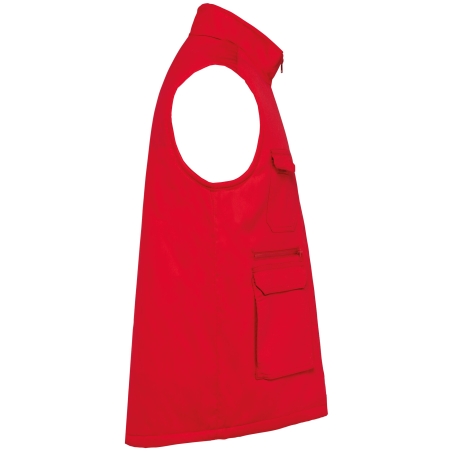 Bodywarmer polycoton multipoches rembourré Rouge – WK. Designed To Work – vue 3