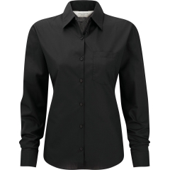 Chemise femme popeline manches longues Russell – Noir