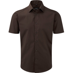 Chemise fittée manches courtes Russell Collection – Marron