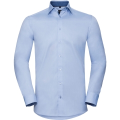 Chemise à motifs chevrons manches longues Bleu