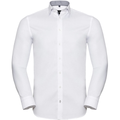 Chemise Chevrons Manches Longues Russell Blanc / Gris Contrasté