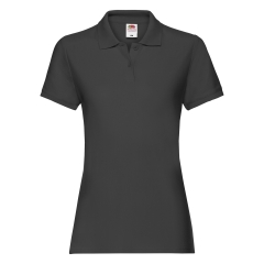 Polo Femme Premium Noir Fruit of the Loom – Coupe Cintrée