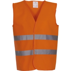 Gilet haute visibilité 2 bandes réfléchissantes Orange Yoko
