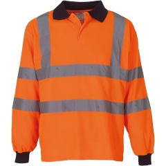 Polo manches longues haute visibilité Orange Yoko – Classe 3