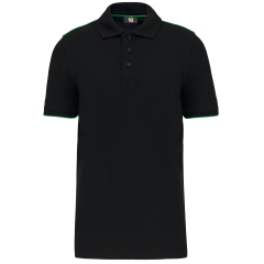 Polo Day To Day contrasté manches courtes Noir / Vert Kelly WK. Designed To Work
