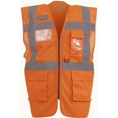 Gilet haute visibilité Orange Management Yoko – Multipoches