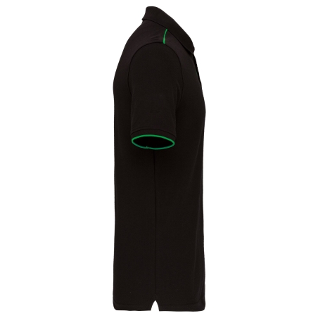 Polo Day To Day contrasté manches courtes Noir / Vert Kelly WK. Designed To Work – vue 3