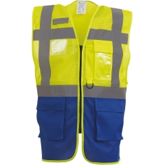 Gilet haute visibilité Management Yoko – Jaune / Bleu Royal