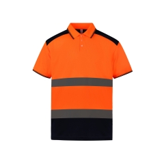 Polo haute visibilité bicolore orange marine Yoko
