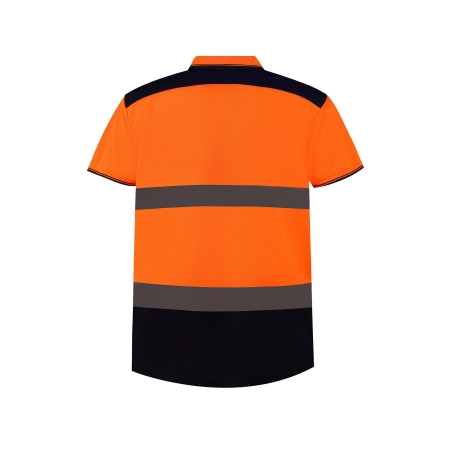 Polo haute visibilité bicolore orange marine Yoko – vue 2