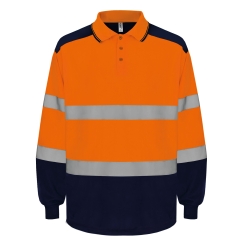 Polo haute visibilité bicolore manches longues Yoko – Orange