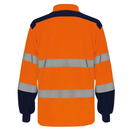 Polo haute visibilité bicolore manches longues Yoko – Orange – vue 2