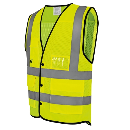 Gilet boutonné haute visibilité Eco Superior Jaune – Yoko – vue 3