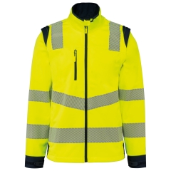 Veste Softshell Sécurité Recyclée Manches Détachables Jaune WK. Designed To Work