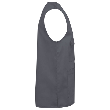 Gilet Multipoches Polycoton Gris convoy Unisexe WK. Designed To Work – vue 3