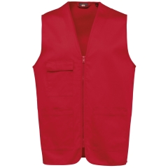 Gilet Multipoches Polycoton Rouge Unisexe WK. Designed To Work