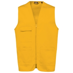 Gilet Multipoches Polycoton Jaune Unisexe WK. Designed To Work
